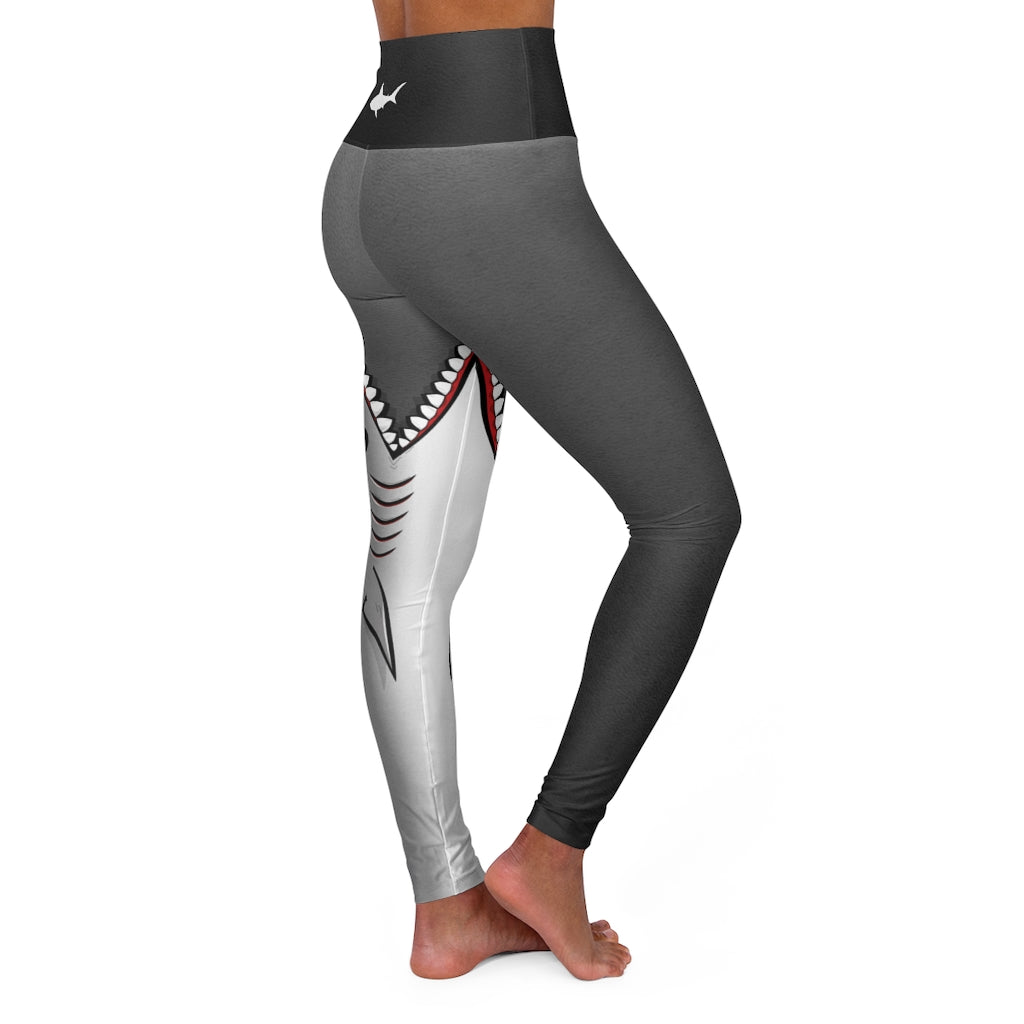 Shark Bite Women's Performance High-Waisted Yoga Leggings -Grey
