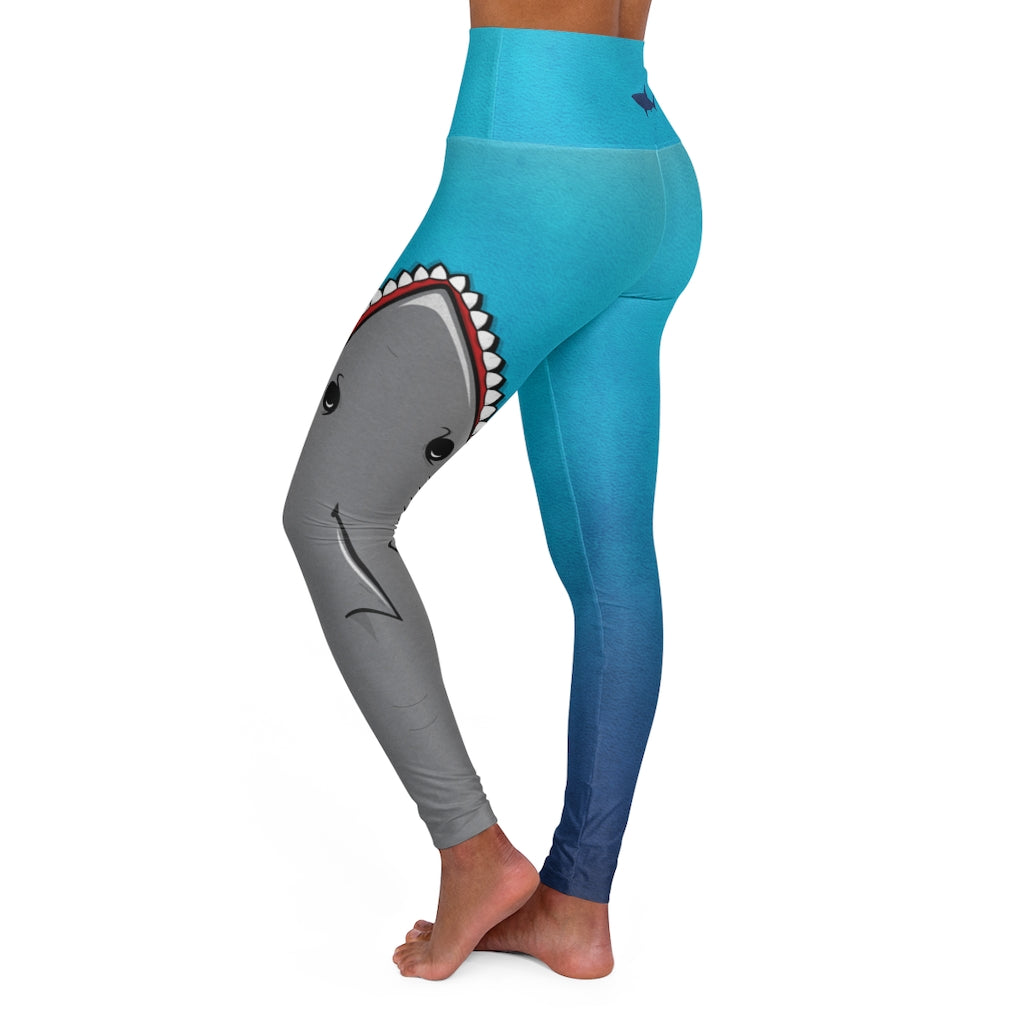 Shark Bite Women's Performance High-Waisted Yoga Leggings -Blue – Fishing  Forward Outfitters