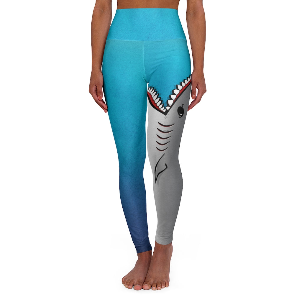 Shark Bite Women's Performance High-Waisted Yoga Leggings -Blue – Fishing  Forward Outfitters