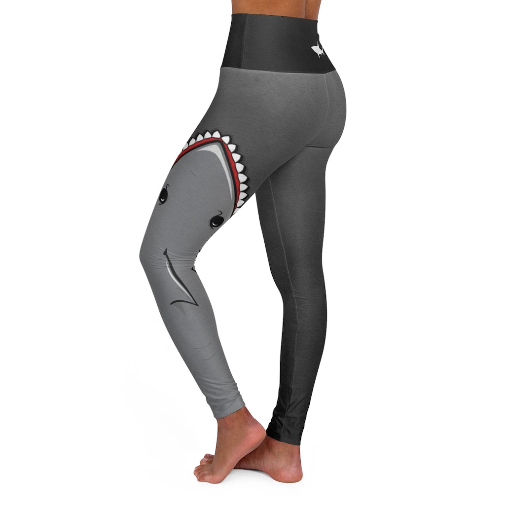 Shark Bite Women's Performance High-Waisted Yoga Leggings -Grey