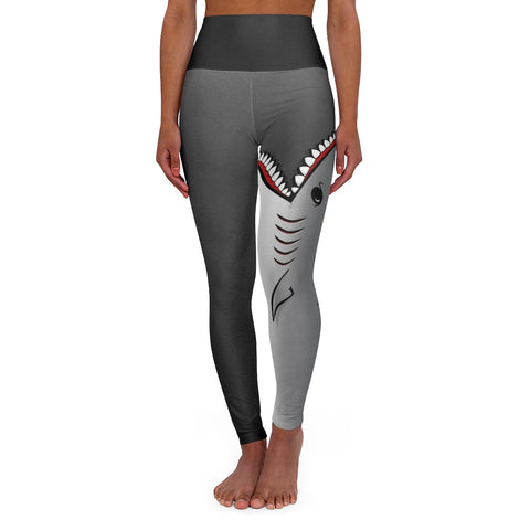 Shark Bite Women's Performance High-Waisted Yoga Leggings -Grey